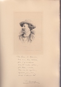 un portrait de Mistral paru en 1892 dans les pré-albums Mariani accompagné d'un poème à la gloire du vin Mariani.